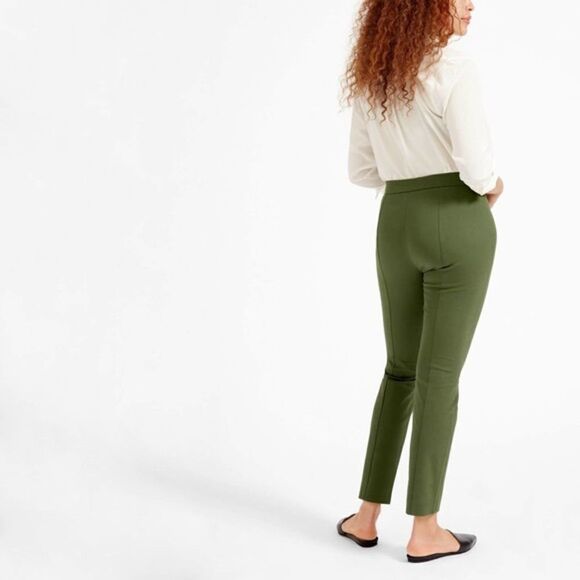 Everlane The Side-Zip Stretch Ponte Crop Cotton Pants In Green Size 2 - Picture 4 of 12